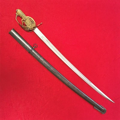 Espada Sable Europea Katana Gran Latón Guardia Vaina de Acero Hoja Firmada Afilada Y# Foto 1 de 4
