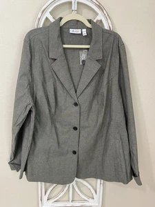 NWOT D&CO DENIM + COMPANY 3X GRAY COTTON BLEND BLAZER JACKET - Picture 1 of 4