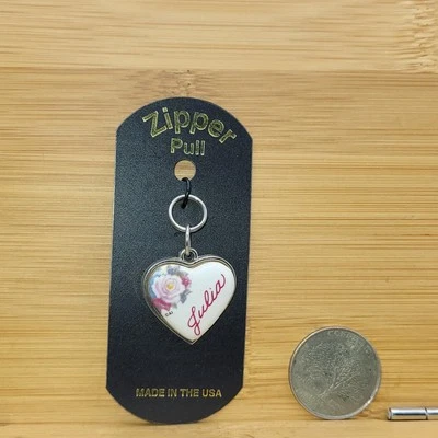 Tirador de cremallera de metal de porcelana en forma de corazón Julia NOS 2005 impresiones artísticas  Foto 1 de 3