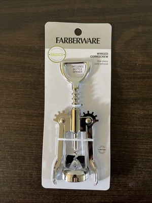 Farberware Silver Wing 6" clásico sacacorchos abridor de botellas de vino nuevo desgaste en caja Foto 1 de 2