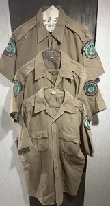 Vintage Texas Game Warden Law Enforcement 3er Set Uniform SS Shirts mit Patches ~ XL - Bild 1 von 3