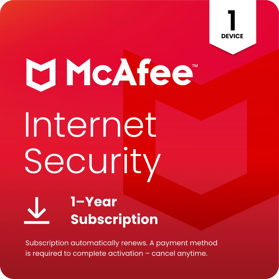 McAfee Internet Security 10 Devices 1 Year Subscription - Electronic Software Do