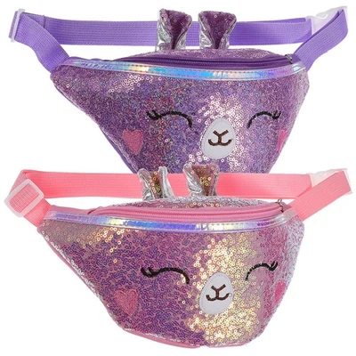  2 PC Fanny Packs for Kids Glitter Borse in vita con cintura regolabile per - Image 1 of 4