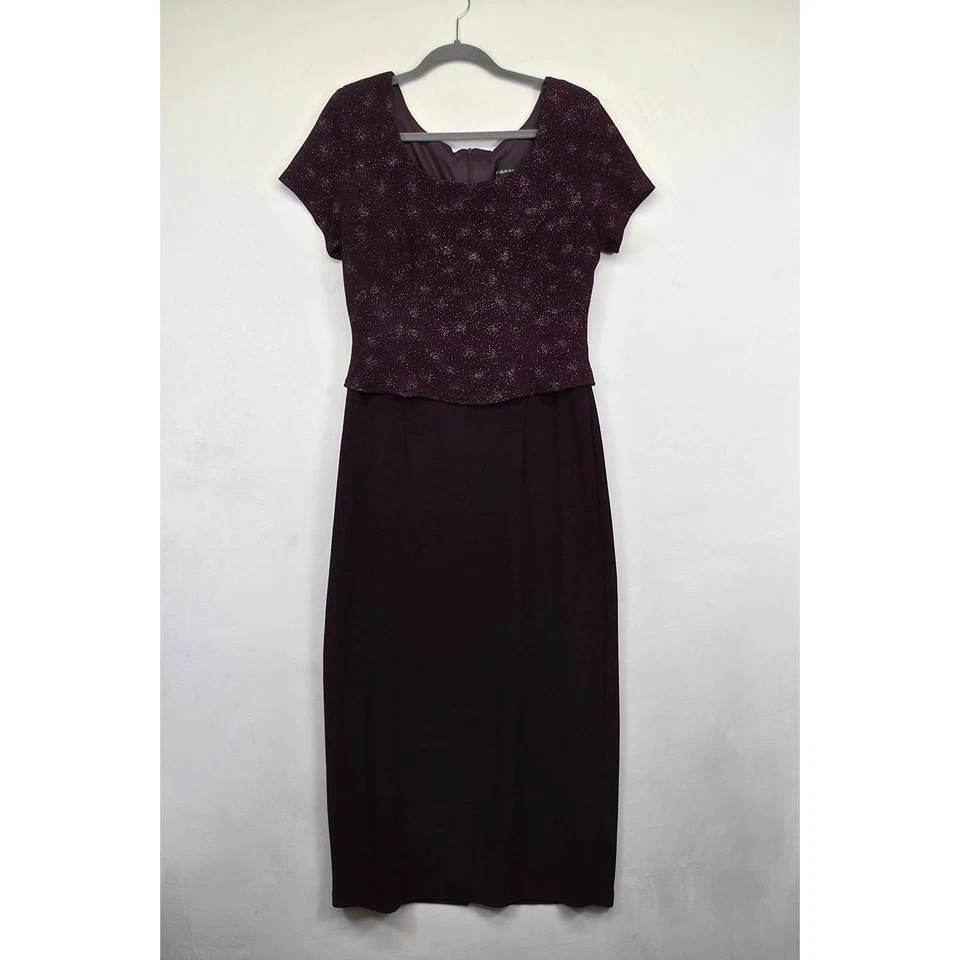 Maxi Vestido Connected Apparel Para Mujer 14 Funda Púrpura Starburst Retro Formal De Colección Foto 1 de 4