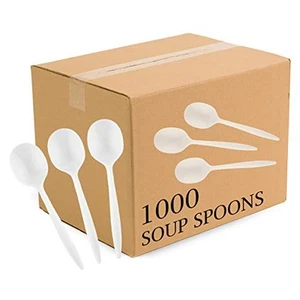 Plasticpro Cutlery Plastic Soup Spoons Medium Weight Disposable Silver - Picture 1 of 6