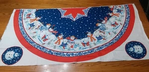 Christmas Snowman VIntage JoAnns Tree Skirt Tablecloth Fabric 1 Panel (1/2 Skirt - Picture 1 of 5