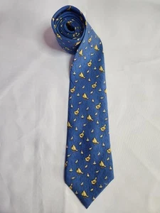 Cravatta uomo Hermes 100% seta usata blu oca gosling animale stravagante Francia - Foto 1 di 10