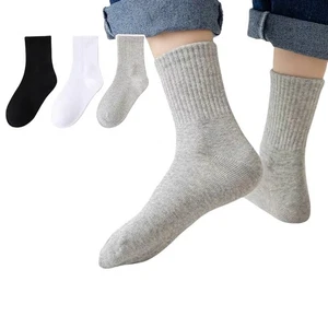 12 Paar Crew-Socken Kinder Jungen Mädchen feste Baumwolle Schüler Mittelschlauch - Bild 1 von 11