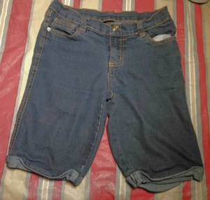 Girls Unbranded Size 14R Denim Jean Cuffed Shorts Stretch Dark wash HB - Picture 1 of 2