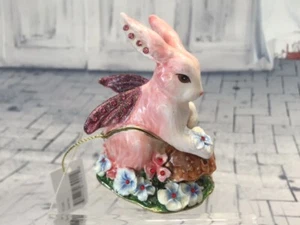 Fairy Bunny Enameled Trinket Box Hidden Treasures with Necklace - Picture 1 of 6