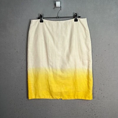 Falda lápiz J.Crew para mujer amarilla ombre talla 6 mezcla de lino Foto 1 de 4
