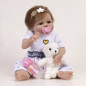 Realistic Reborn Baby Dolls 22" Newborn Full Body Vinyl Silicone Toddler Girl UK - Picture 1 of 6