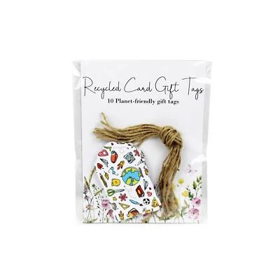 Etiquetas de regalo para maestros de tarjetas recicladas - Paquete de 10 etiquetas de regalo ecológicas rectangulares escolares Foto 1 de 2