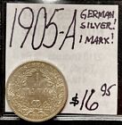 1905-A German Empire One (1) Mark "Wilhelm ll" Silver World Coin. ENN Coins
