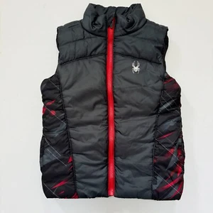 Spyder Boys Puffer Vest Jacket Boys Size 4 Full Zip Gray Red Kids - Picture 1 of 14