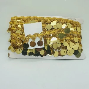 35mm Metallic Tiefgold MÜNZE PAILLETTEN ZOPF Band Applikation BAUCHTANZ - Bild 1 von 1