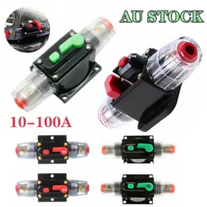 DC 12V-24V Circuit Breaker Auto Car Audio Fuse Inline Holder Interior Switch AU - Picture 1 of 24