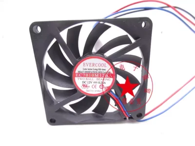 1PC EVERCOOL EC7010M12BA 12V 0.25A 7010 7CM 3-wire cooling fan - Image 1 of 2