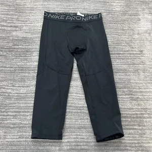 Nike Pro Pants Size L Youth Boys Tight Fit Leggings Active Workout Black - Picture 1 of 9
