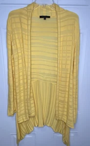 Evan Picone Women's Large Yellow Open Front Accordion Cardigan Sweater - Picture 1 of 6
