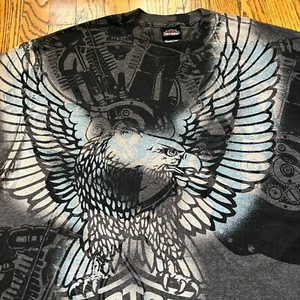 Camisa De Colección Harley Davidson Motocicletas Hombres XL Extra Grande Negra Lengua Águila AOP - Imagen 1 de 9