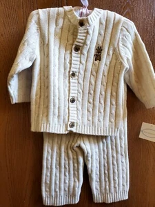 NWT Size 3-6M First Moments Layette 2pc outfit cardigan sweater pants reindeer - Picture 1 of 1