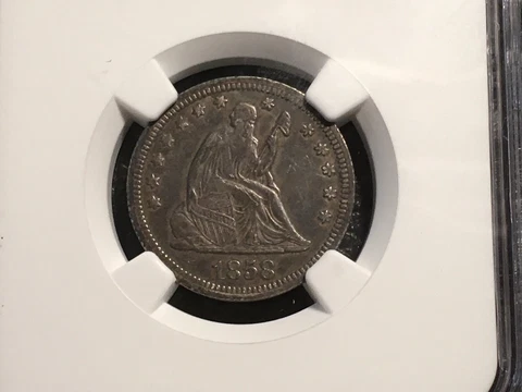 1858 seated liberty quarter NGC XF 40 Nice Original Coin Cover