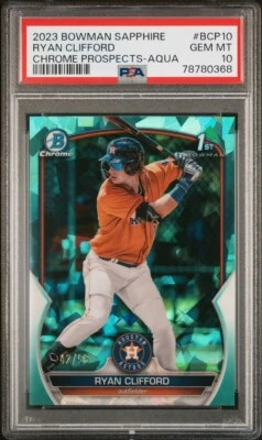 2023 Bowman Chrome Sapphire Ryan Clifford Aqua 1st /99 PSA 10 Astros Mets #BCP10 - Image 1 of 3