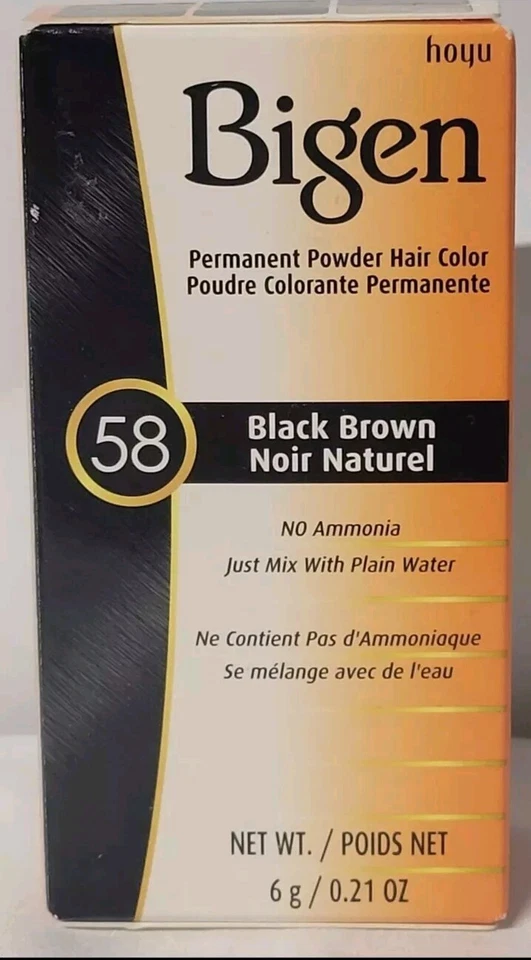 Polvo permanente Bigen #58 color de cabello negro marrón sin amoníaco - mezcla con agua Foto 1 de 1