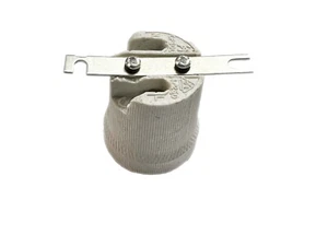 PORTALAMPADA CON STAFFA RETTA IN CERAMICA ATTACCO E27 PER FORNI E ILLUMINAZIONE - Picture 1 of 3