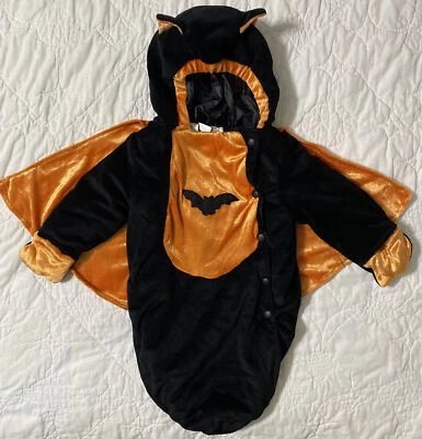 Disfraz de baterín de murciélago negro infantil, 0-9 meses hasta 20 libras. Naranja Foto 1 de 4