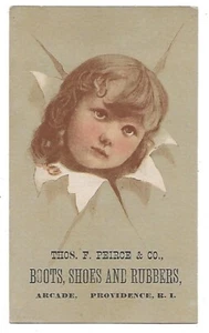 Thos.Peirce & Co. Boots, Shoes, & Rubbers Victorian Trade Card-Providence, R. I. - Picture 1 of 2