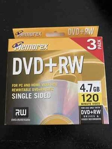 Memorex 4.7GB 4x DVD+RW Media 3 Pack For Drives and Video Recorders NOS - Picture 1 of 1