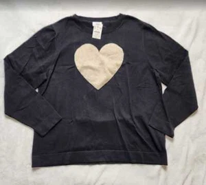 New women's M XL XXL 3X J Crew Factory shimmer heart Teddie sweater black - Picture 1 of 9