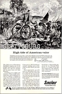 PRINT AD 1960 Sinclair Oil Gettysburg Civil War Scene Bruce Catton 6.5 x 10 - Picture 1 of 3