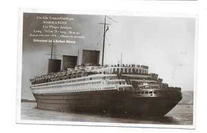 Vintage Cruise Ship Postcard FRENCH LINE CGT SS NORMANDIE photo Tito statistics - Picture 1 of 2