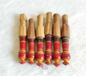 Antik Handgefertigt Mehrfarbig Lackierter Holz Wandhaken Aufhänger Selten 6 Pcs - Bild 1 von 6
