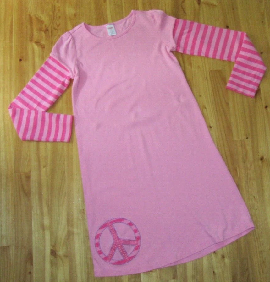 Vestido Camiseta Gymboree Meninas Rosa 12 L/S PullOver Peace Gola Redonda Ótimo Estado - Imagem 1 de 3