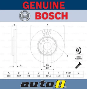 Bosch Front Brake Rotor fit Renault Megane Iii BZ 1.2L H5F 404 2013 - 2016 - Picture 1 of 2