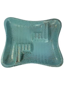VINTAGE MCM Atomic Aqua Blue Gold Speckled Pottery Ashtray Mid Century Modern - Picture 1 of 8