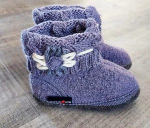 Haflinger Toddler Infant Baby Girl 100% Wool Slippers Size 23 US 6 Purple - Picture 1 of 7