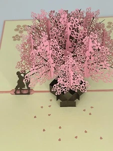 Romantic Sacura 3D Pop Up Card Anniversary Love Wedding Kissing Tree Spring - Bild 1 von 4