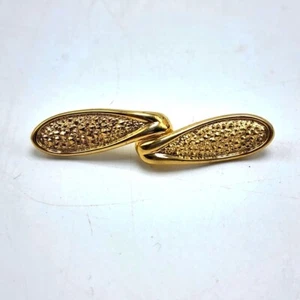 80's Designer Signed Napier Lapel Pin Gold Tone Teardrop Textured Art Deco Vtg - Picture 1 of 4