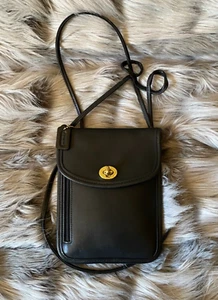 Bandolera Coach Vintage Cuero Negro Turista Bolsa Pasaporte Hipster 6908 - Imagen 1 de 22