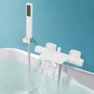 Grifo mezclador de ducha en cascada montado en pared baño bañera bañera con ducha de mano - Imagen 1 de 11