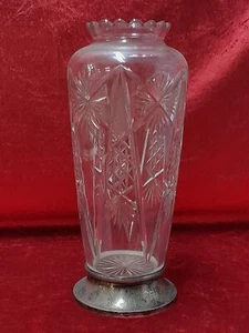 JARRON EN CRISTAL TALLADO CON BASE EN PLATA. MEDIADOS S.XX - Picture 1 of 7