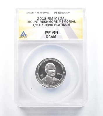 RM Medal Mount Rushmore Memorial 2018 1/2 OZ platino PF69 DCAM ANACS *1431 Foto 1 de 3