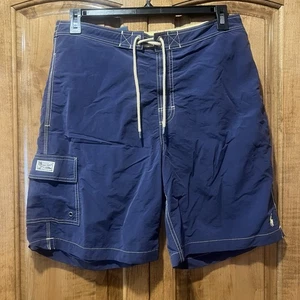 Polo Ralph Lauren Men's M Navy Blue Nylon Swim Trunks Lined Shorts Drawstring 9” - Picture 1 of 11