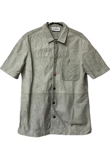 Han Kjøbenhavn Grey Button-Up Goat Suede Short Sleeve Casual Shirt - Picture 1 of 5