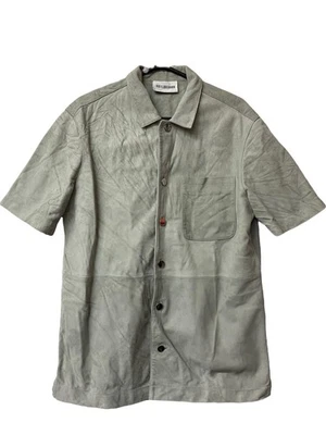 Han Kjøbenhavn Grey Button-Up Goat Suede Short Sleeve Casual Shirt  - Image 1 of 4